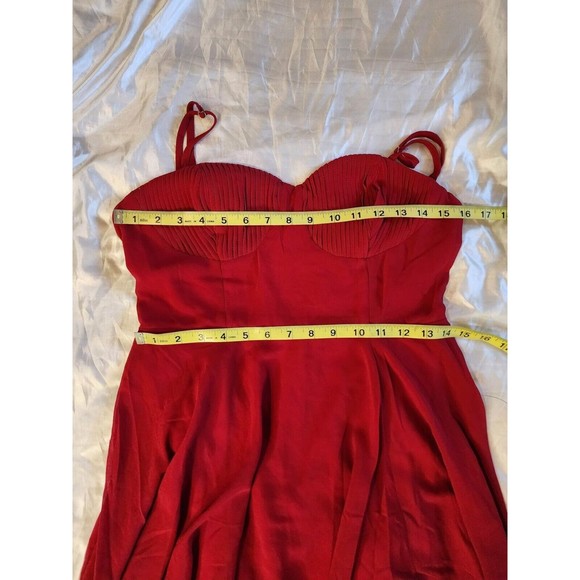 Size Medium LULUS Cause for Commotion Red Pleated Bustier Maxi Dress - Picture 7 of 9